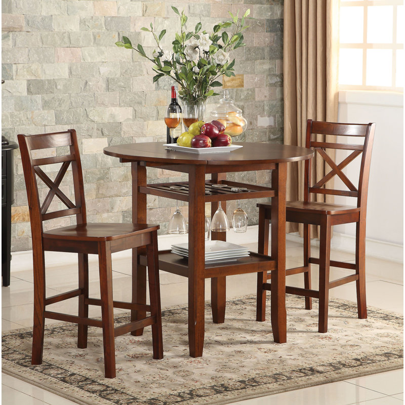 August Grove Talbot 3 Piece Counter Height Drop Leaf Dining Table