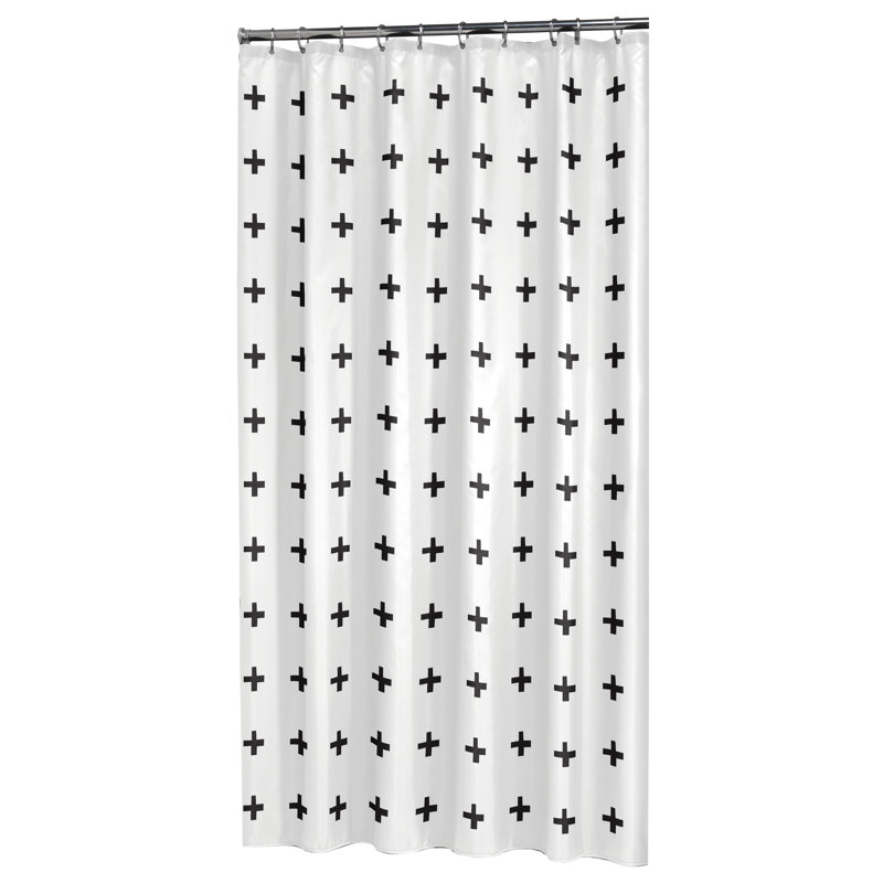 Monroe Extra Long Signes Fabric Single Shower Curtain