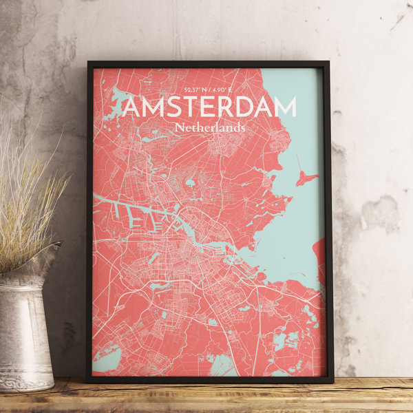 Wrought Studio Amsterdam City Map Graphic Art Print Poster In