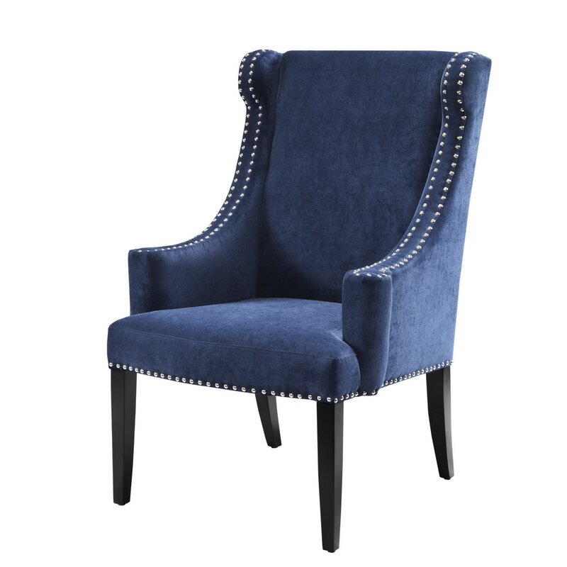 Marcel Wingback Chair Upholstery: Blue