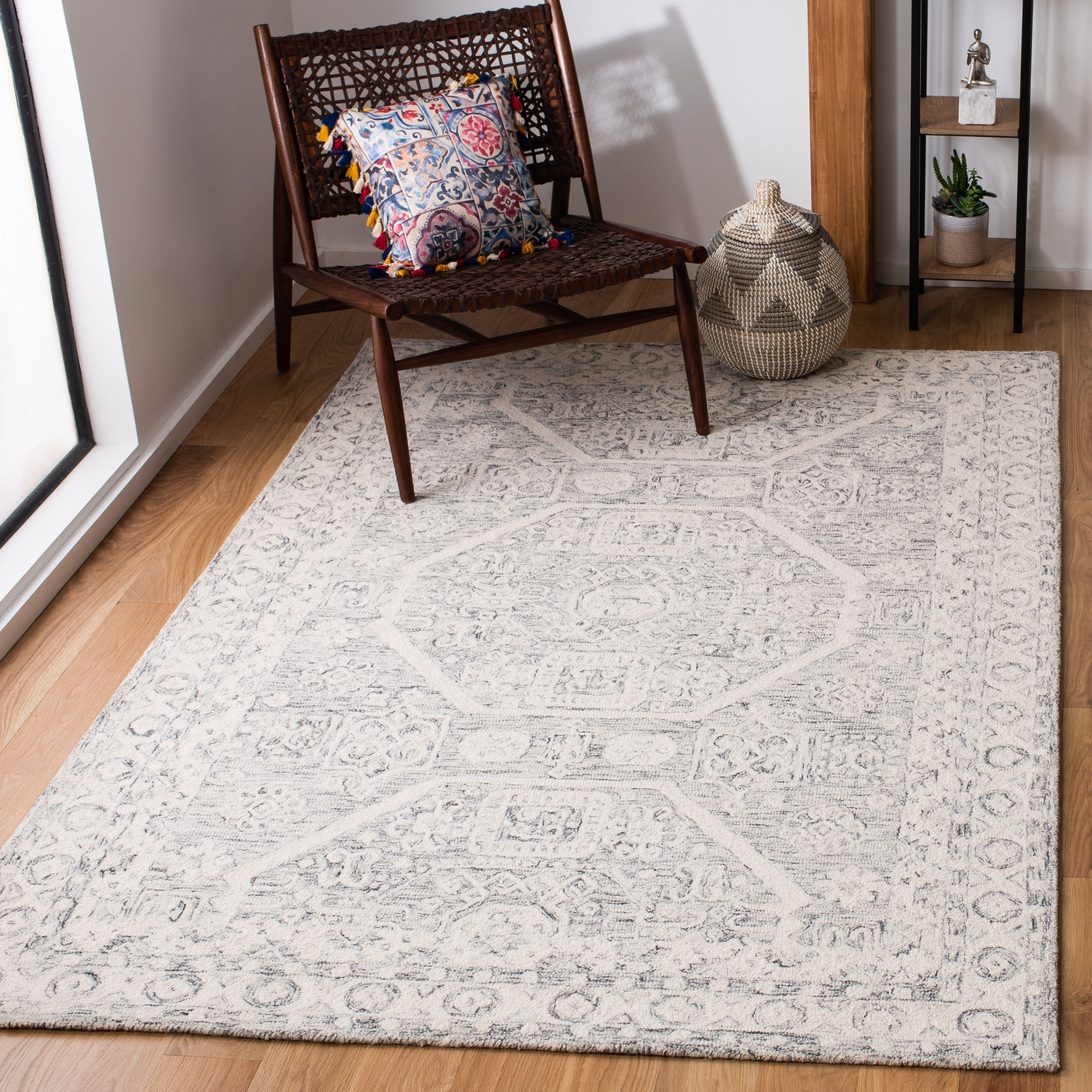 Union Rustic Gace Oriental Handmade Tufted Wool Gray Cream Area Rug Wayfair