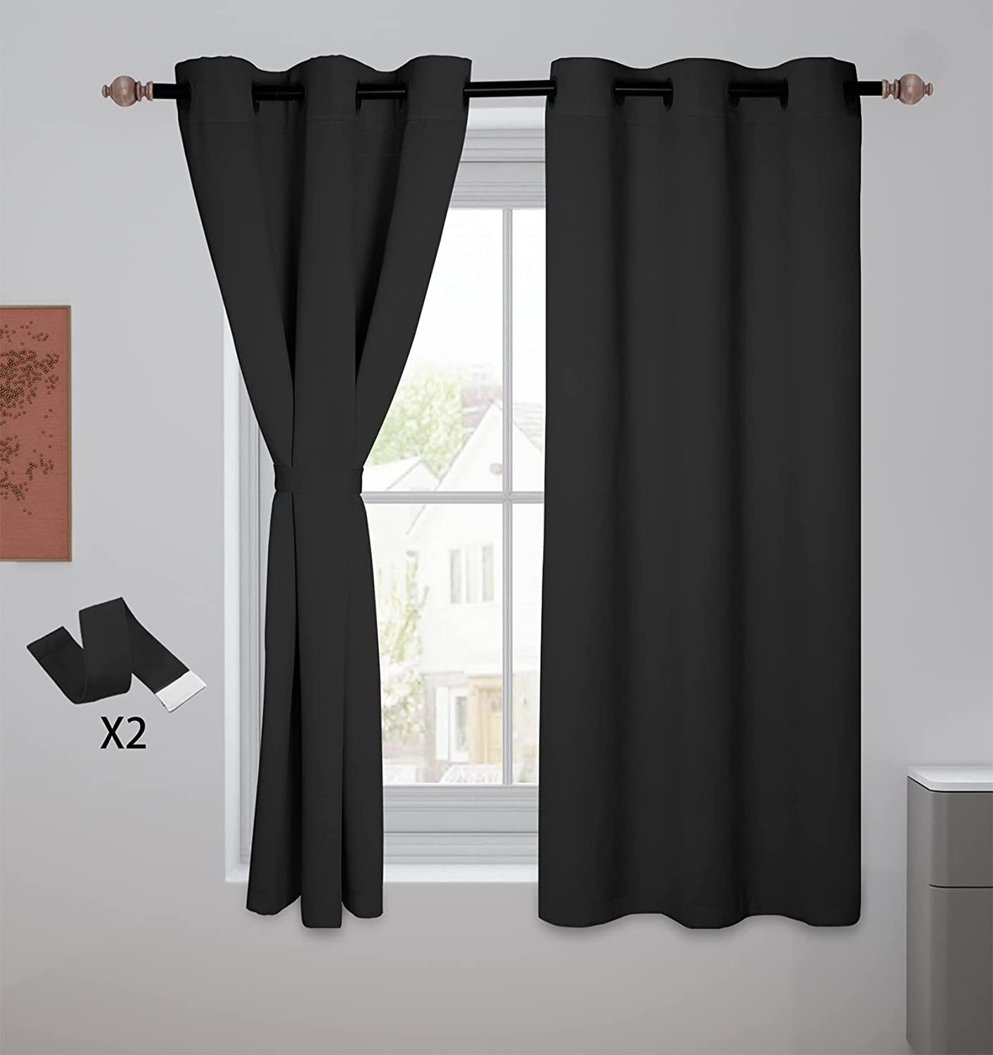 Curtains Blackout Drapes Window Thermal Insulated Grommet for Bedroom 2 Panels 