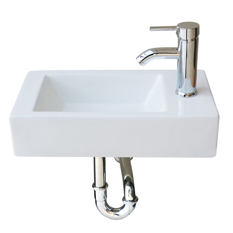 Eclife White Ceramic Rectangular Wall Mount Bathroom Sink With Faucet Reviews Wayfair