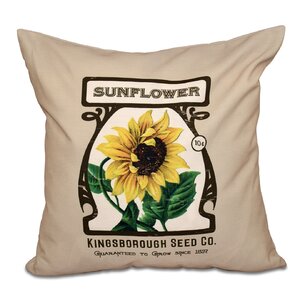 Swan Valley Sunflower Floral Print Throw Pillow