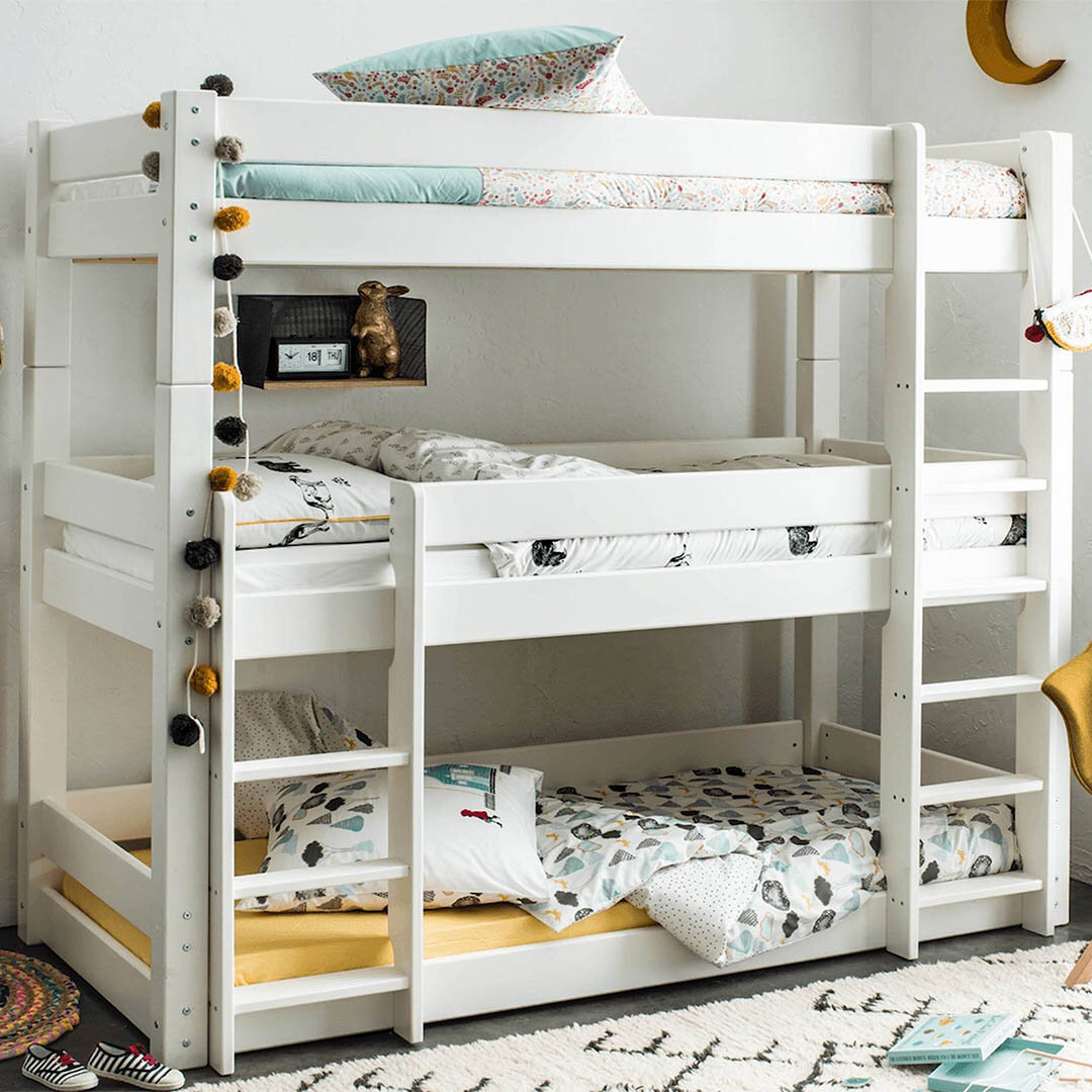 triple sleeper bunk bed with storage