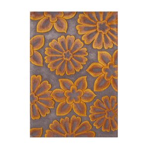 Olene Hand-Tufted Grey/Orange Area Rug