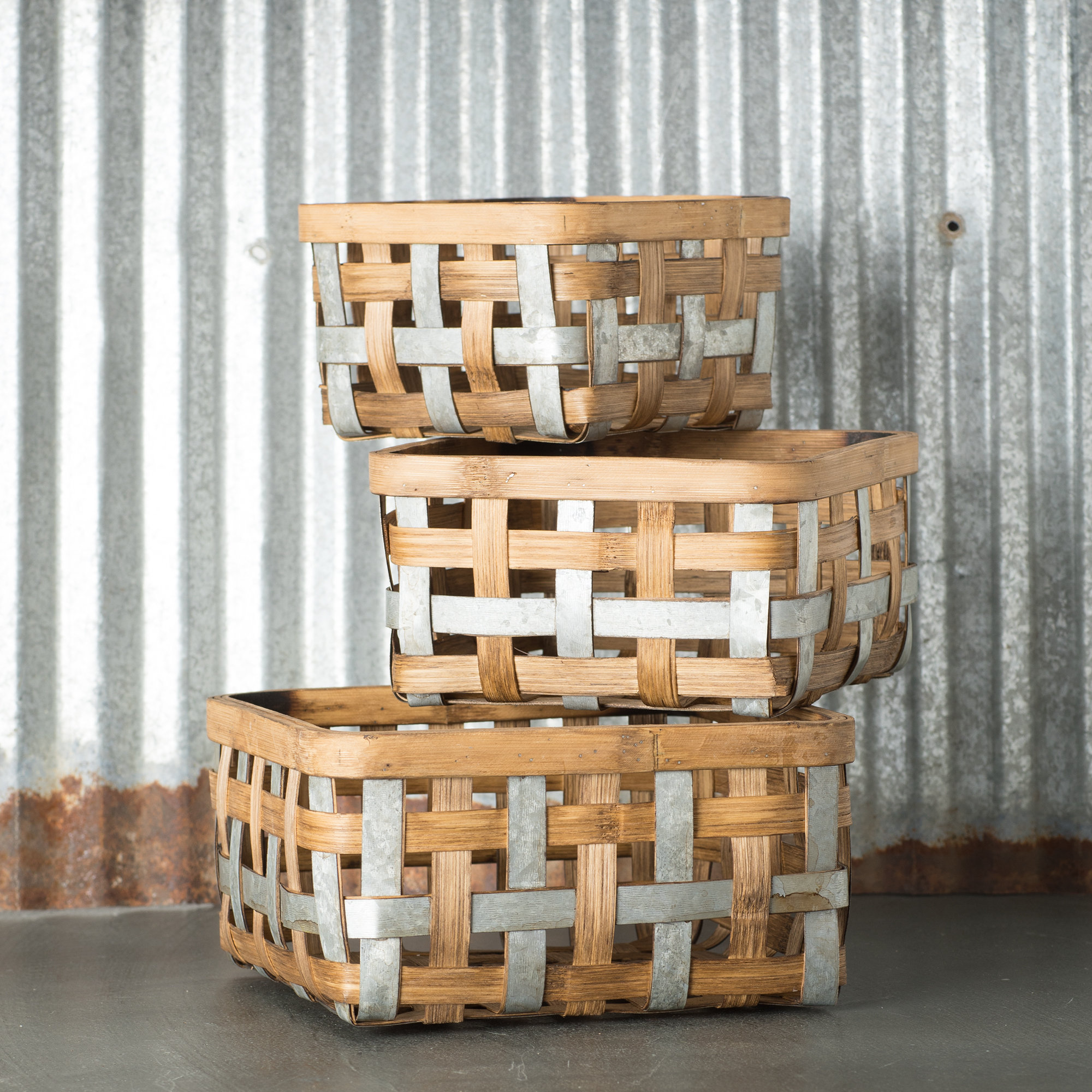 Gracie Oaks Bushel 3 Piece Bamboo Basket Set Reviews Wayfair