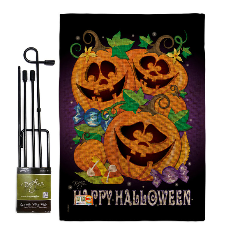 Breeze Decor Happy Pumpkins Fall Halloween Impressions 2 Sided Polyester 18 5 X 13 In Flag Set Wayfair