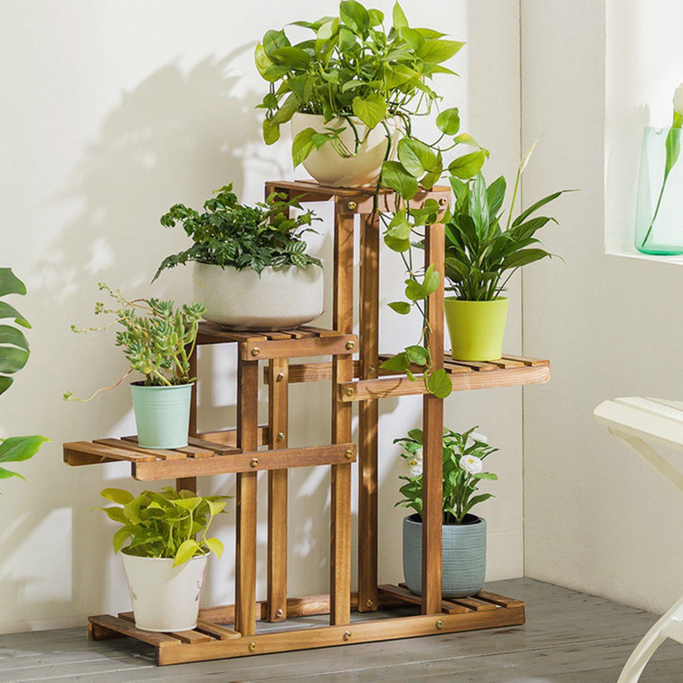 Benjam Rectangular Multi-Tiered Solid Wood Plant Stand