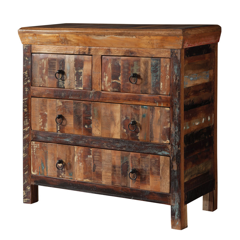 World Menagerie Mcelvain Reclaimed Wood 4 Drawer Accent Chest