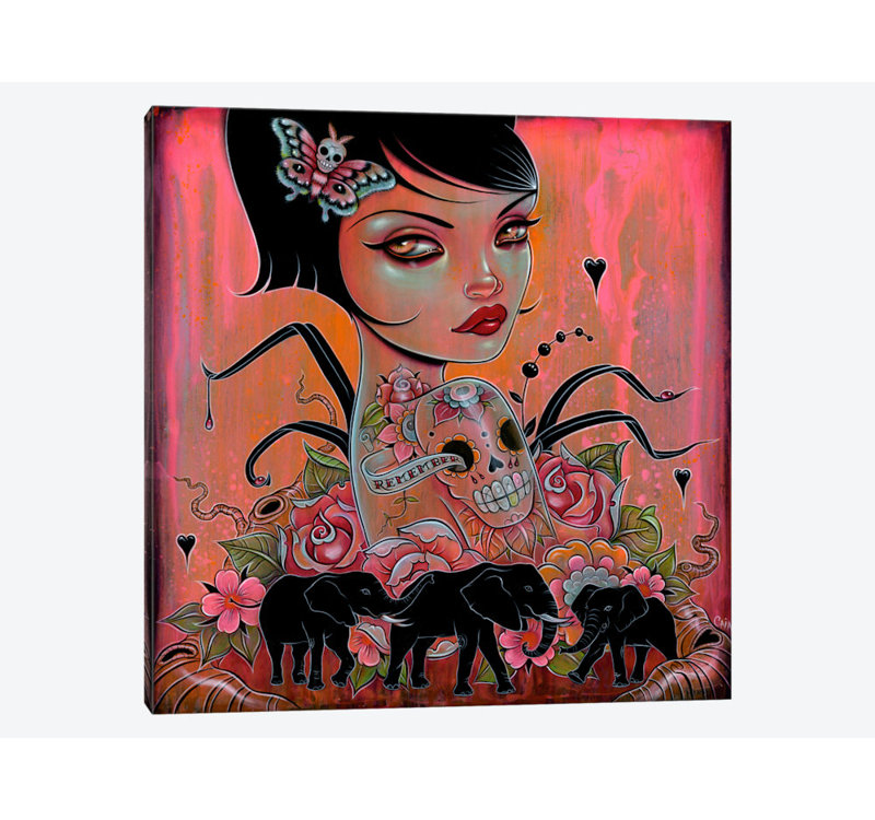 East Urban Home Remember The Elephants Painting Print On Wrapped