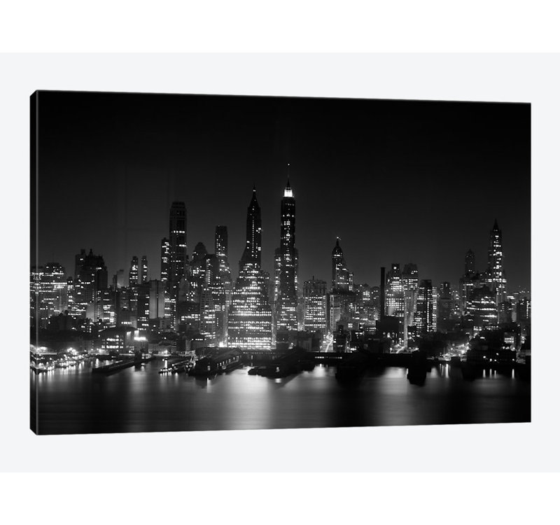 East Urban Home 1950s Night Skyline Empire State Building Above