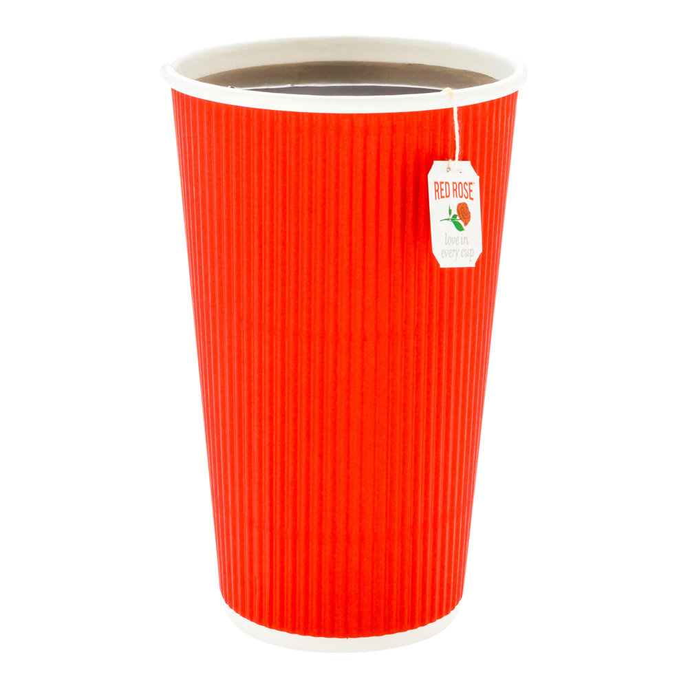 Restaurantware 20 Oz Red Paper Coffee Cup - Ripple Wall - 3 1/2