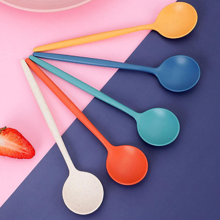 Collapsible Wheat Straw Cutlery Utensils Dinnerware Set Chopsticks Fork Spoon 