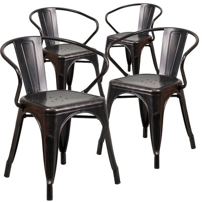 Flash Furniture Patio Dining Chair  Color: Black/Antique Gold