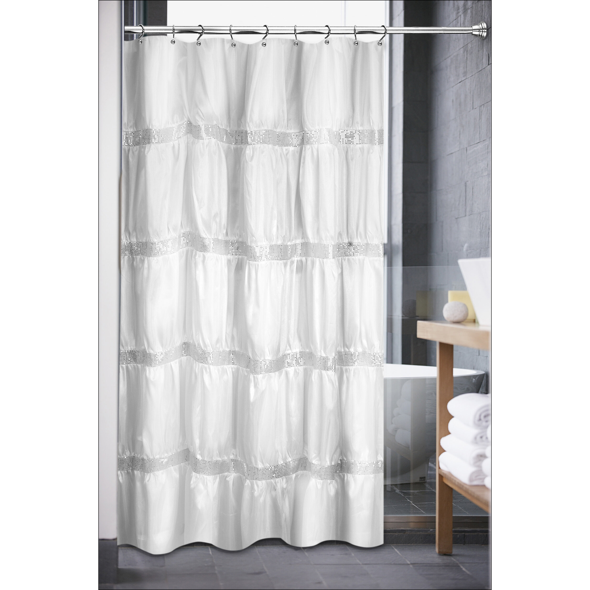 Sweet Home Collection Luxurious Rhinestone Single Shower Curtain Wayfair