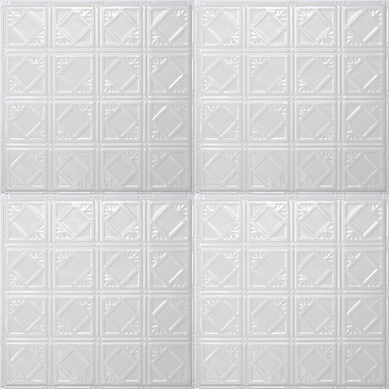 Tin 2 ft. x 2 ft. Glue-Up Ceiling Tile in Bright White Gloss