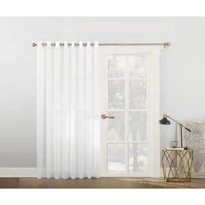 Emily Voile Sliding Door Patio Solid Semi-Sheer Grommet Single Curtain Panel