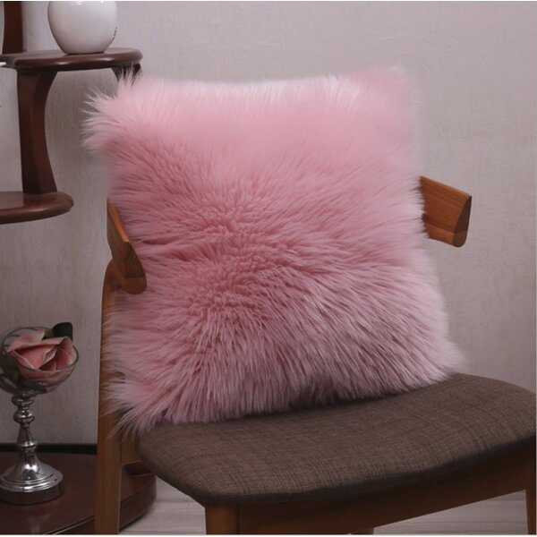 light pink faux fur pillow