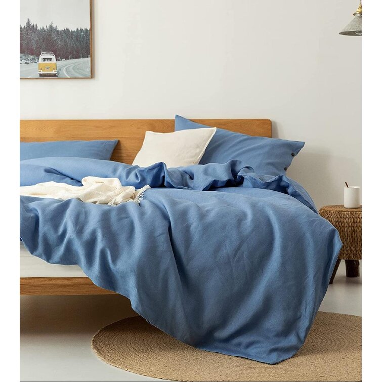 Cotton Duvet Cover Solid Color Casual Modern Style Bedding Set Relaxed Soft Feel 