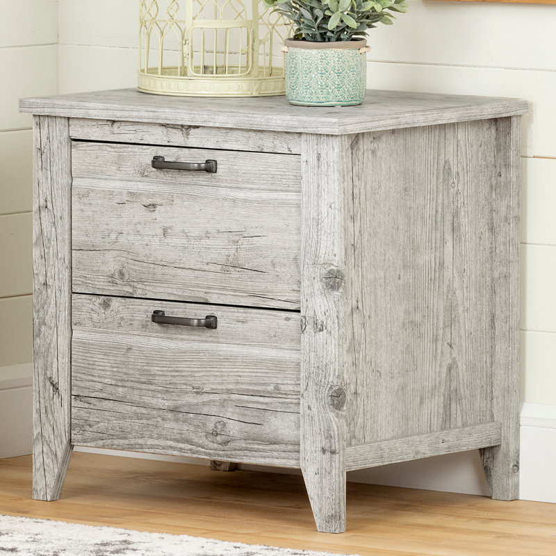 South Shore Lionel 2 Drawer Nightstand In Weathered Oak Reviews Wayfair