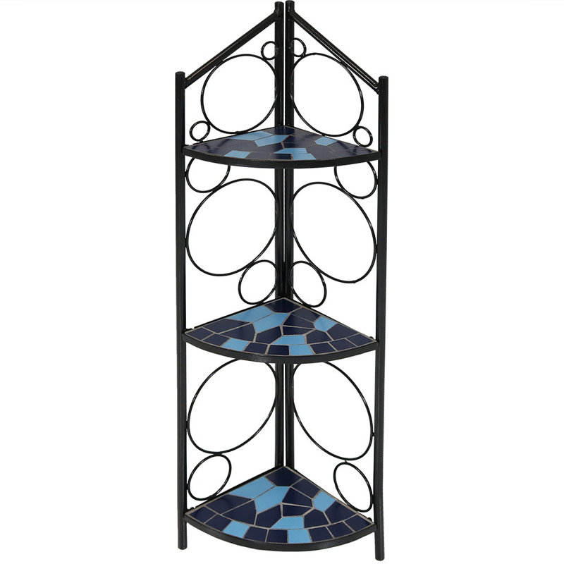 Fleur De Lis Living Louth 3 Tier Mosaic Tiled Indoor Outdoor Corner Louth 3 Tier Mosaic Tiled Indoor Outdoor Corner Display Plant Stand