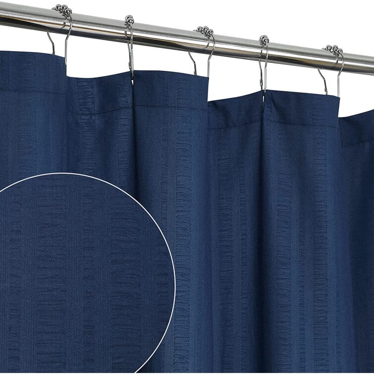 Navy Blue 72x84 Inches Water Repellent Decorative Embossed Pattern CAROMIO Soft Microfiber Fabric Shower Curtain or Liner for Bathroom