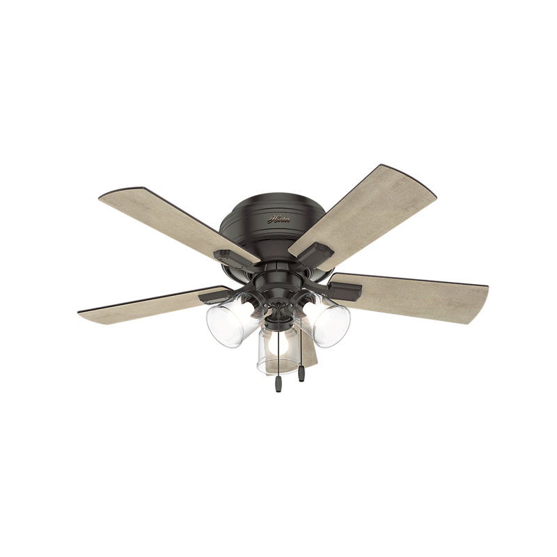 42 Crestfield 5 Blade Flush Mount Ceiling Fan With Pull Chain And Light Kit Included