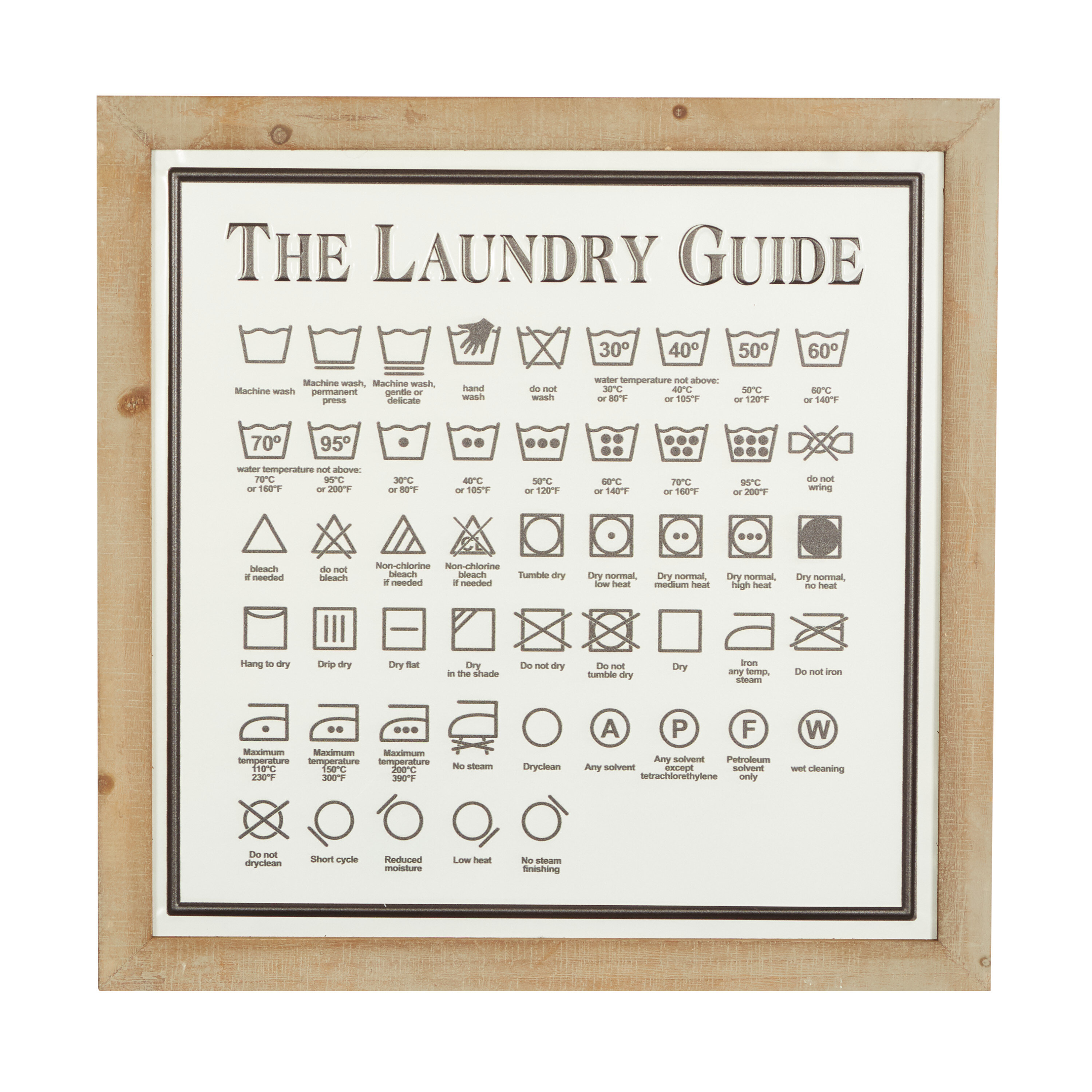 Gracie Oaks Metal and Wood Laundry Guide Wall Décor | Wayfair