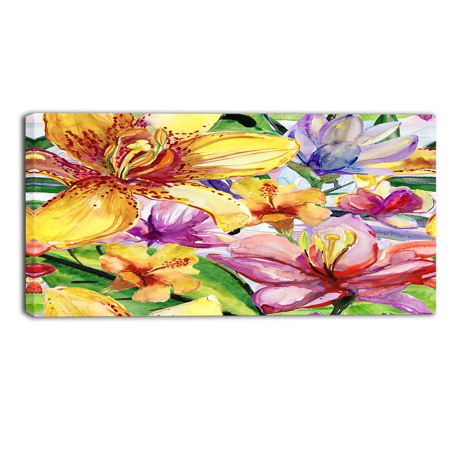 DesignArt Lily Flowers Illustration - Wrapped Canvas Print | Wayfair