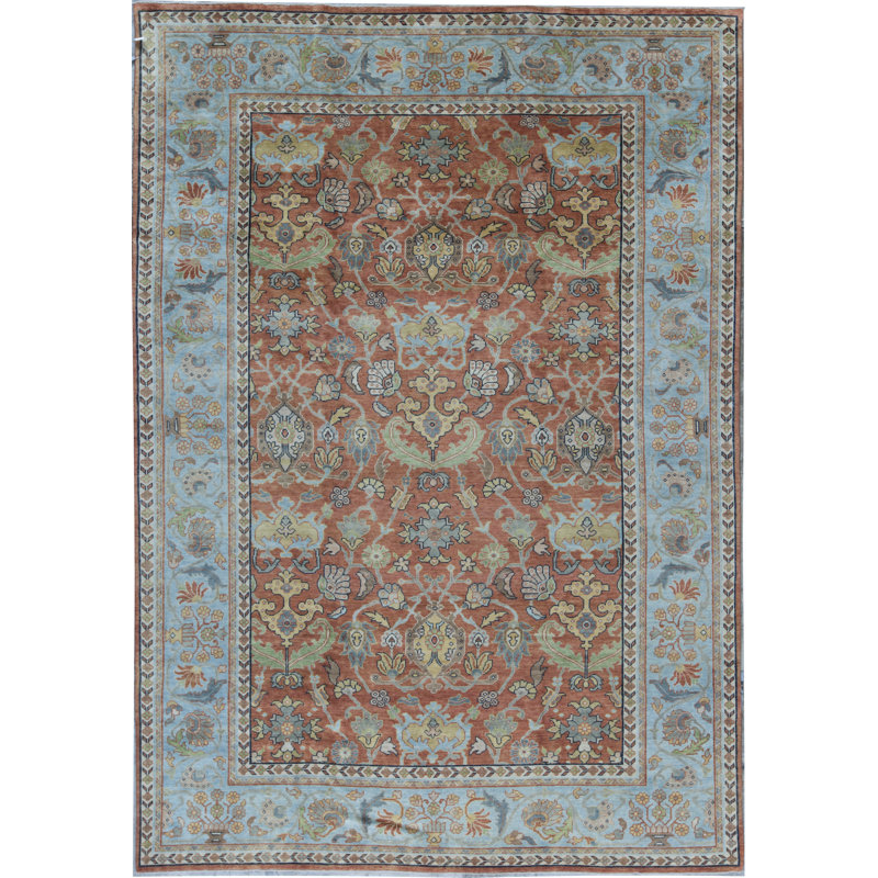 Bokara Rug Co Inc Sultanabad Oriental Hand Knotted Wool Rust Light Blue Area Rug Wayfair