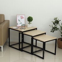 Details about   Set 3 nested side tables plant stands rustic retro contemporary living room hall 