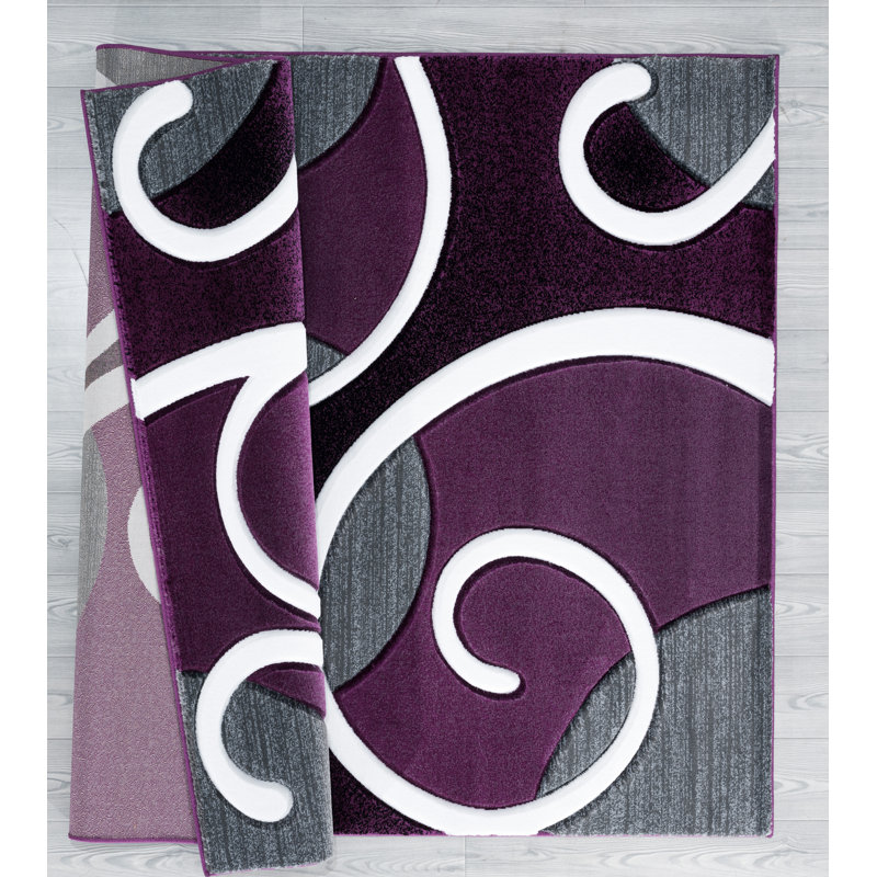Orren Ellis Zabala Plum Gray Area Rug Wayfair