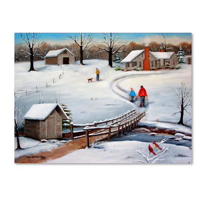 Old Springhouse In Winter Print on Wrapped Canvas Trademark Fine Art Size 14 H x 19 W