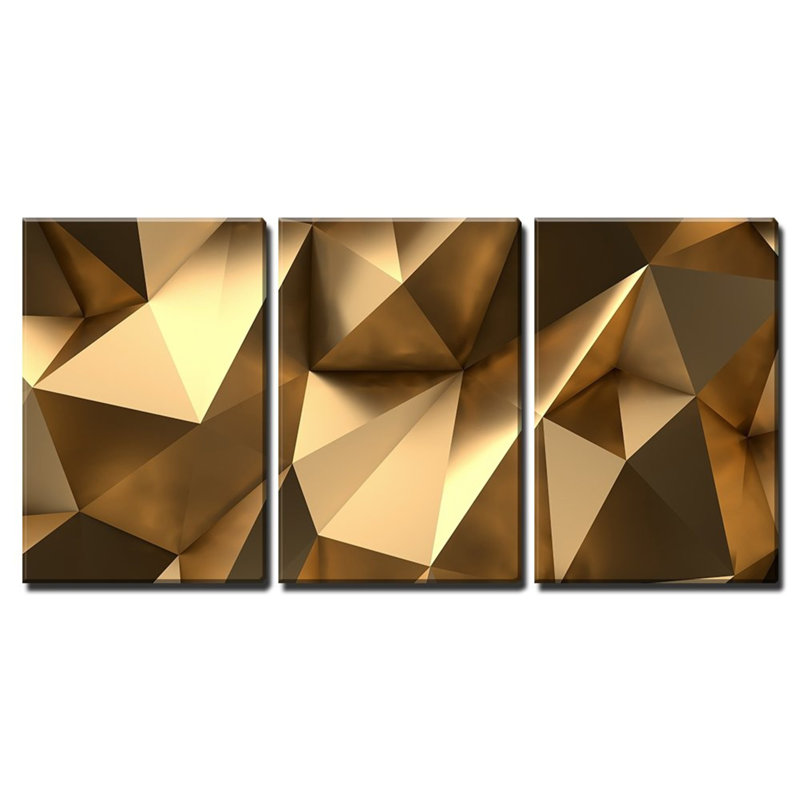 Polygon Background 800X800 Idea4wall Luxury Gold Abstract Polygonal Background 3d Rendering Wrapped Canvas Print Wayfair wayfair