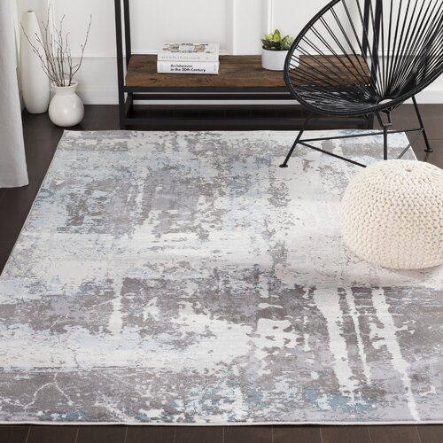 Genesis Modern Abstract White Grey 311 X 57 Area Rug