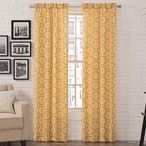 Easy Grab Geometric Room Darkening Rod Pocket Curtain Panels (Set of 2)
