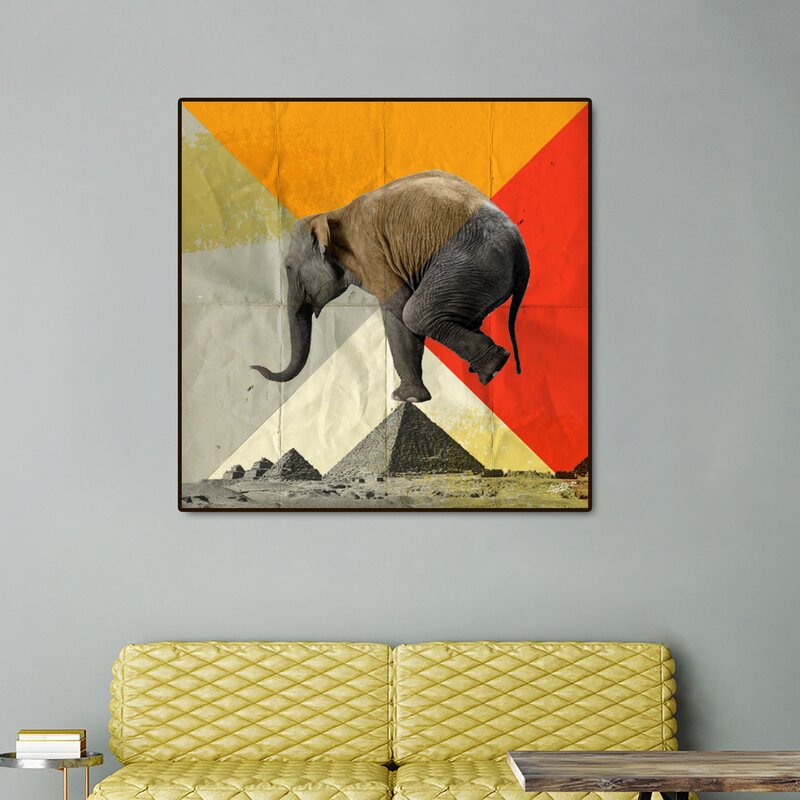 Elephant wall art - Balance of The Pyramids by Vin Zzep Framed Graphic Art