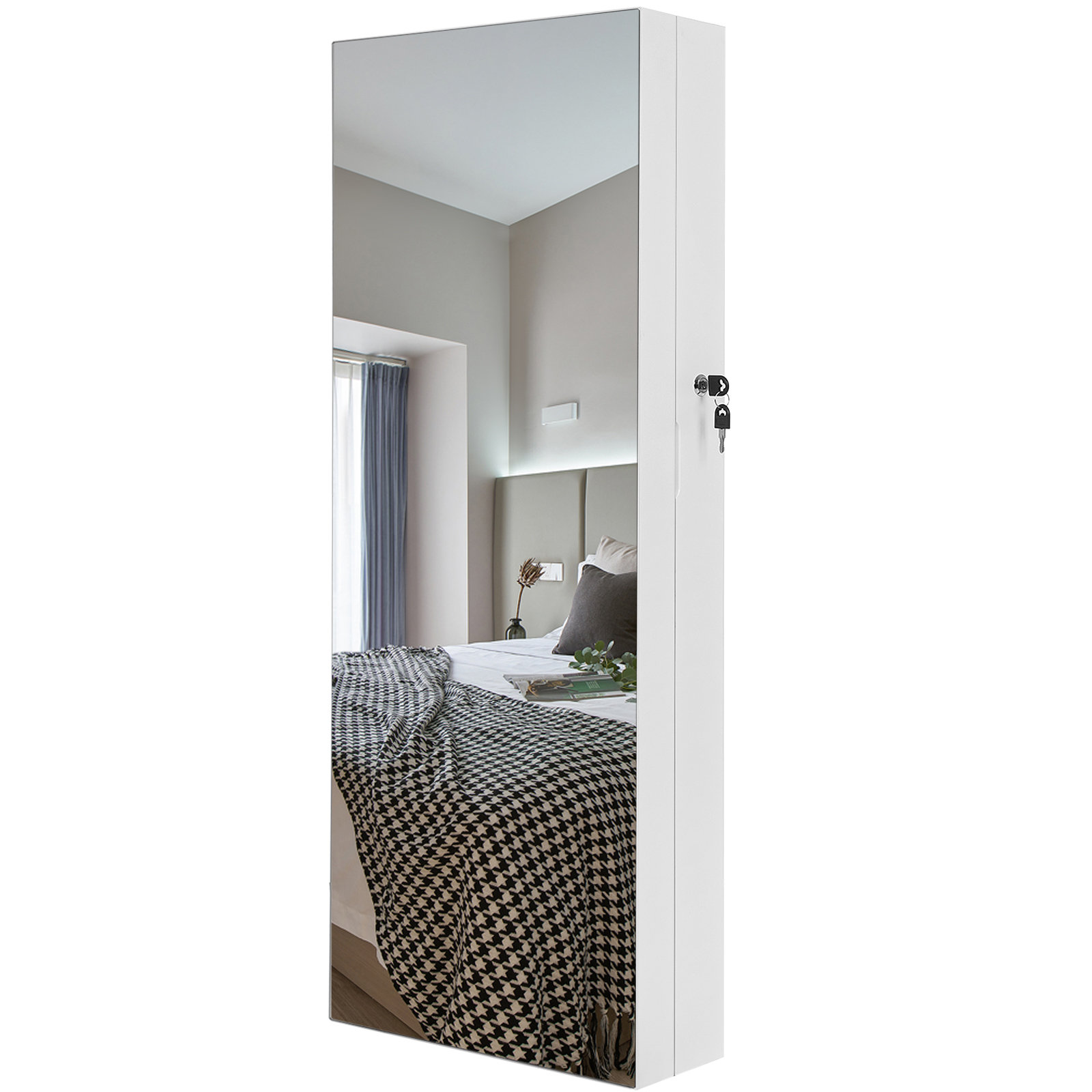 Red Barrel Studio Azalea Lockable Wall Mounted Jewelry Armoire With Red Barrel Studio Azalea Lockable Wall Mounted Jewelry Armoire With Frameless Full Length Mirror Wayfair