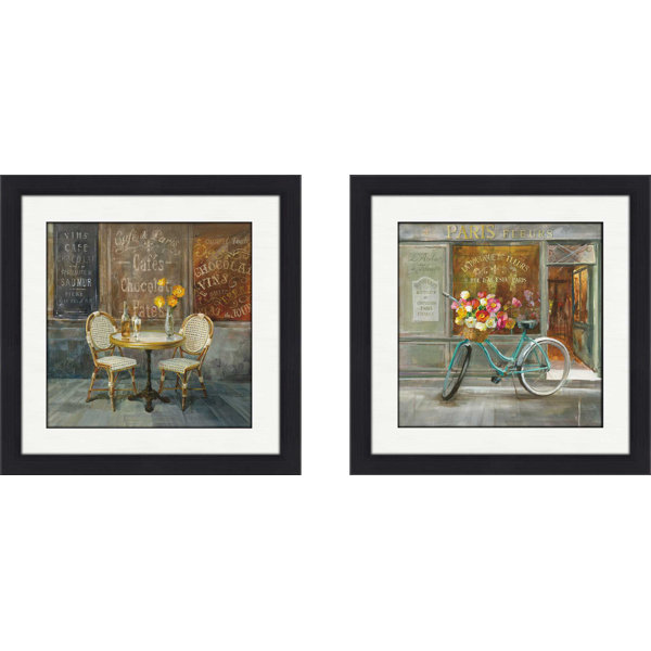 Ophelia Co French Cafe 2 Piece Framed Acrylic Painting Print