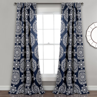Navy Medallion Curtains Wayfair