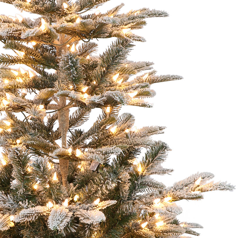 Pre Lit Aspen Flocked 7 5 White Green Fir Trees Artificial