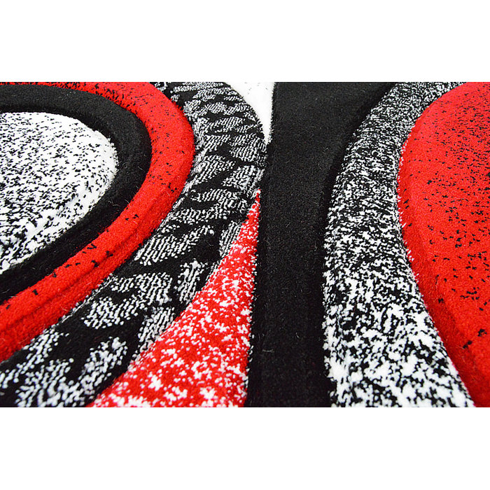 Ivy Bronx Mccampbell 3d Abstract Red Black Gray Area Rug Reviews