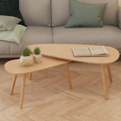 Shebria vidaXL Nesting Coffee Table, Side Tables with Solid Pine Wood Legs, Scandinavian Style