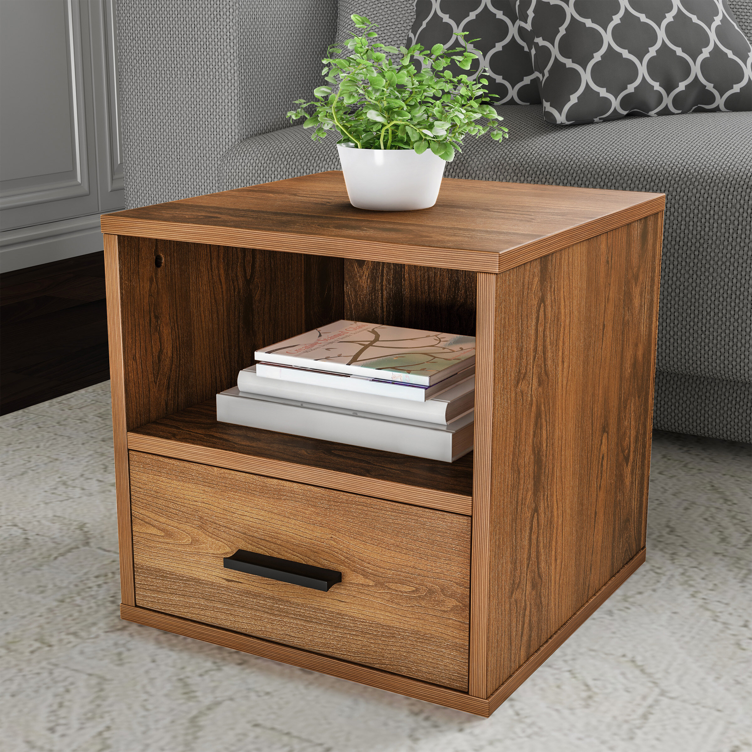 Latitude Run Danaya Block 1 Drawer End Table With Storage Wayfair