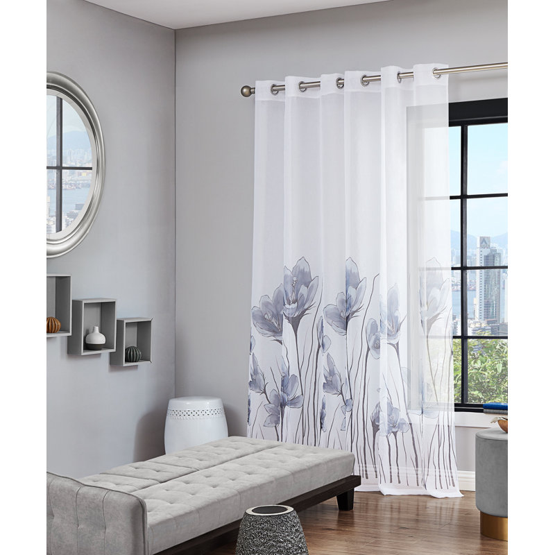 Fashion Floral Window Door Sheer Curtain Panels Divider Drape Home Decor Newly