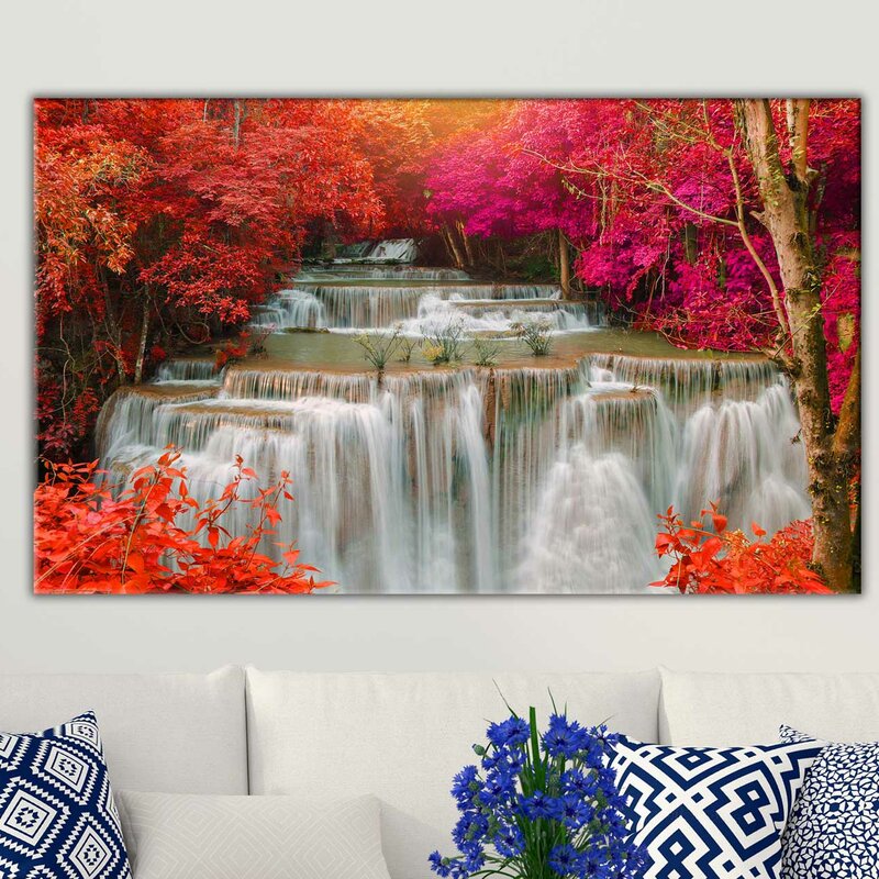 'Maple Leaf Waterfall' Photographic Print on Wrapped Canvas