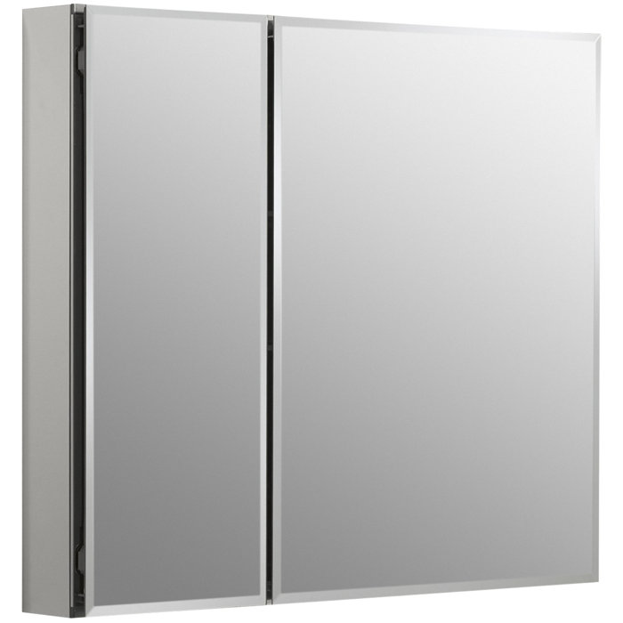30 X 26 Aluminum Two Door Medicine Cabinet With Mirrored Doors Beveled Edges