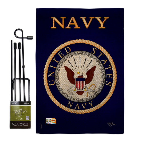 Breeze Decor Navy 2 Sided Burlap 19 X 13 In Flag Set Wayfair
