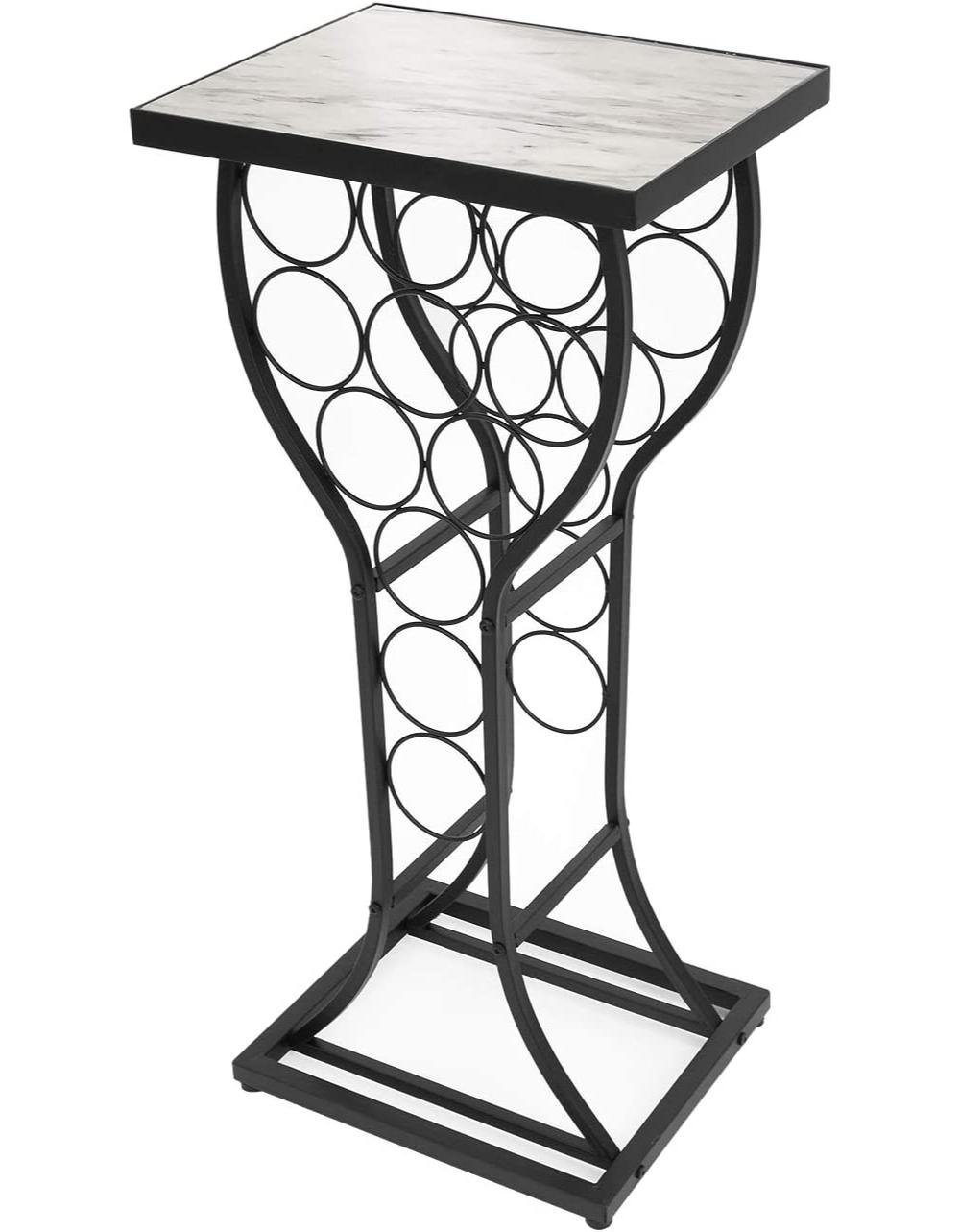 17 Stories 11 Bottle Floor Wine Bottle Rack in Marble Wine Rack White